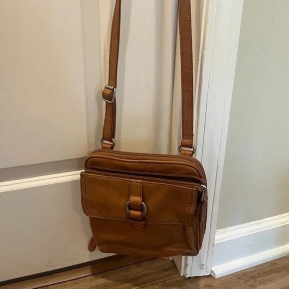 Fossil Brown Leather Crossbody Purse - Picture 1 of 4